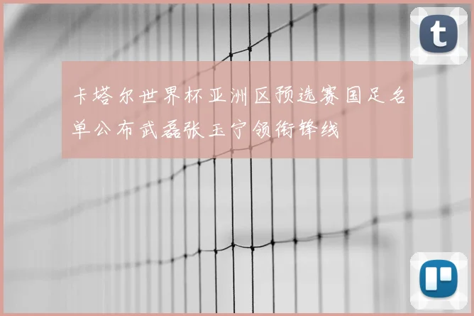 卡塔尔世界杯亚洲区预选赛国足名单公布武磊张玉宁领衔锋线